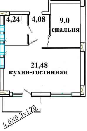 1-но комнатная, 40 м2, ЖК Континент Одесса