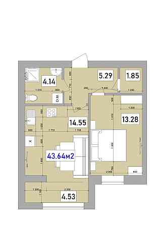1к 43,64 м² в клубному будинку з ліфтом вул. Різдвяна 108 Черкассы