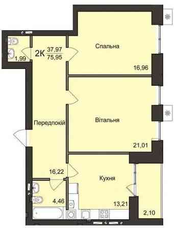 Новобудова по вул. Вокзальна 2 ДВОКІМНАТНА квартира 76м2 Борисполь