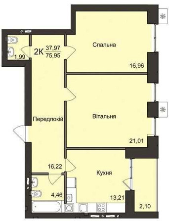 Новобудова по вул. Вокзальна 2 ДВОКІМНАТНА квартира 76м2 Борисполь - изображение 2