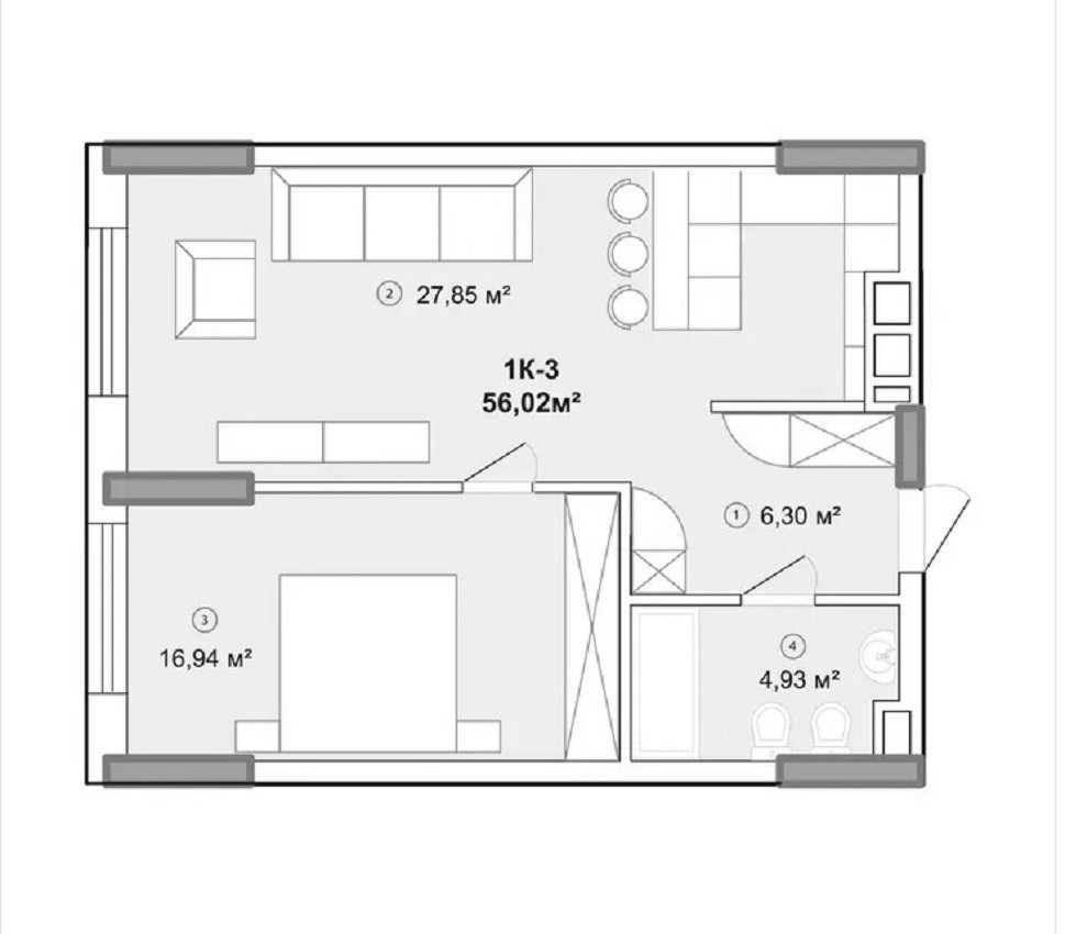 Видовая! 1к евро-двушка 56,01м2 ЖК Эдельвейс Хаус ул. Зверинецкая, 72 Киев - изображение 2