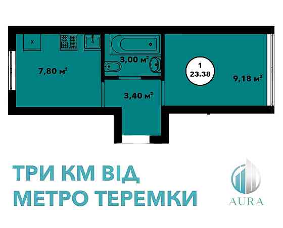 ЖК Aura нова 1 квартира з індивід. опаленням Побудован! З Документами Крюківщина