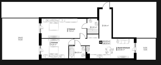 Без % 2к 1пов 4 секція Perfect Life ПерфектЛайф 82м2 по 1280 дол/м Винники - изображение 5