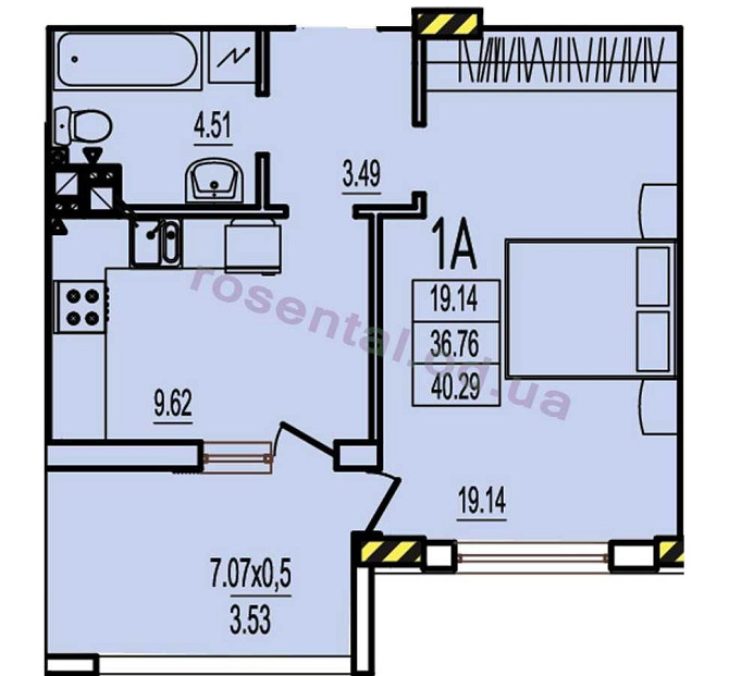 Однокомнатная квартира ЖК Розенталь 40.29 м2 Лиманка - зображення 2
