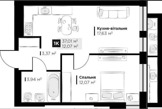 Без % продам 1к квартиру предст.8 пов. Perfect Life 37,1м2 1400$/м2 Винники - зображення 4