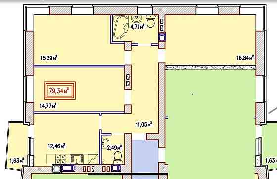 Трикімнатна квартира, 80 м2 - готова - ЖК Уютний Квартал (внесок 50%) Вишневе