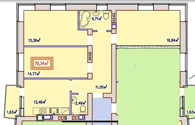 Трикімнатна квартира, 80 м2 - готова - ЖК Уютний Квартал (внесок 50%) Вишневое - изображение 1