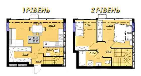 2х рівнева квартира 63,7 м2 в ЖК “Plaza Kvartal 3” метро Теремки Чабани