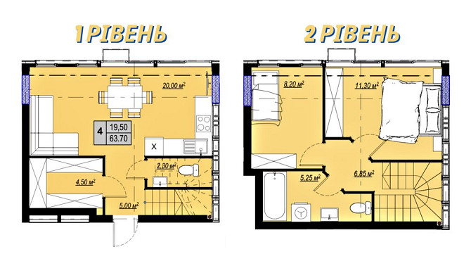 2х рівнева квартира 63,7 м2 в ЖК “Plaza Kvartal 3” метро Теремки Чабаны - изображение 2