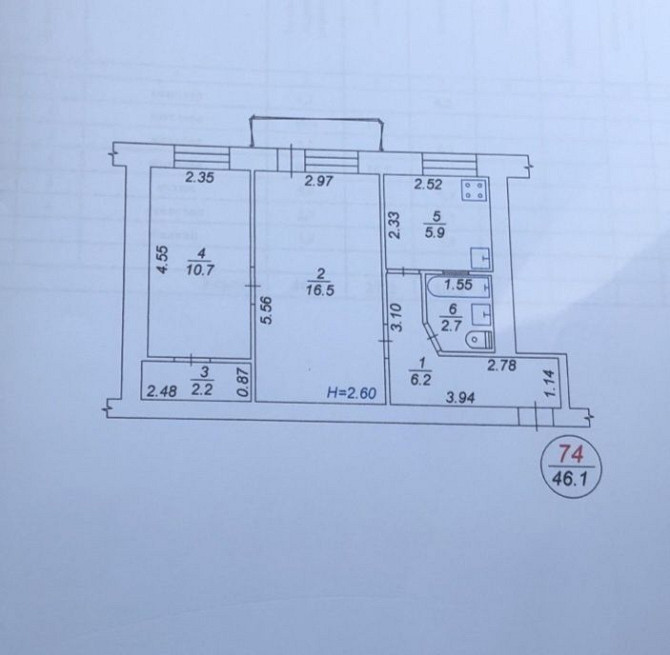 Срочная Продажа 2-ком.кв 46м, 3/5 Вишневое ул.Первомайская-под ремонт Вишневе - зображення 2