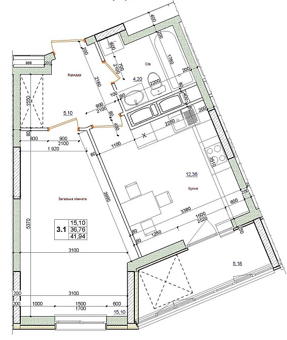 1-к. кв. в Новострое Атлант ЖК Олимпийский Бровары - изображение 2