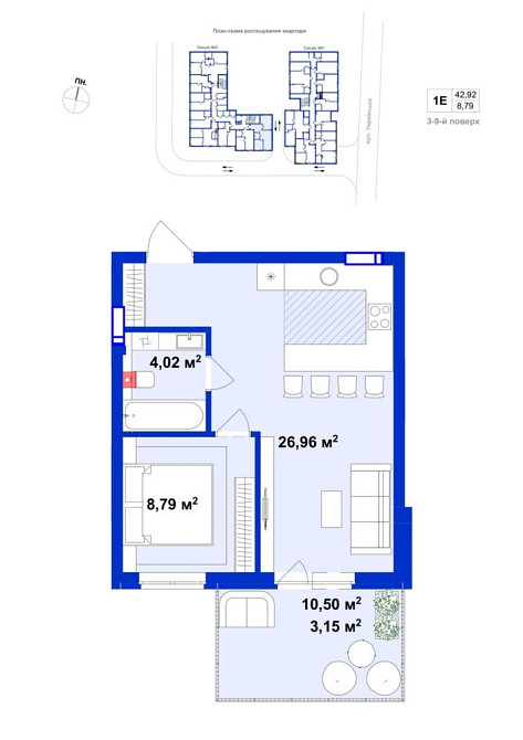 ЖК Ютландія Ірпінь 1 кімнатна найкращий поверх та планування Ирпень - изображение 5