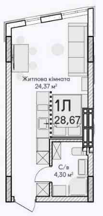 Унікальна 1-кімнатна квартира-студія 28.67 м² у ЖК "Синергія Сіті"! Ирпень