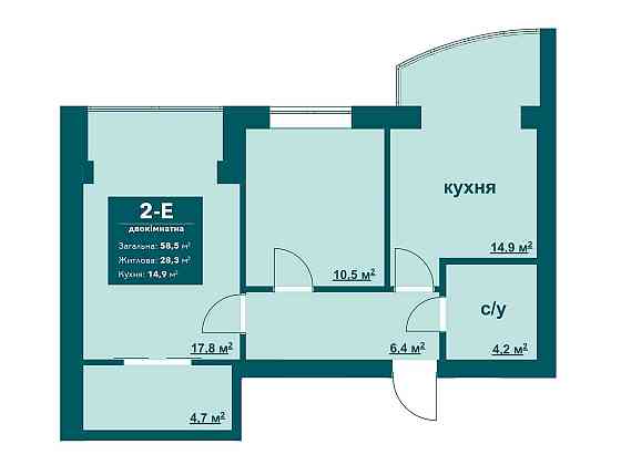 Двухкомнатная с документами 58 кв.м. Ирпень теплый пол Ирпень