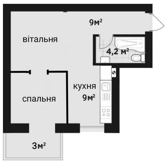 Євродвокімнатна квартира 47 кв.м. Добротний цегляний будинок Буча - изображение 2