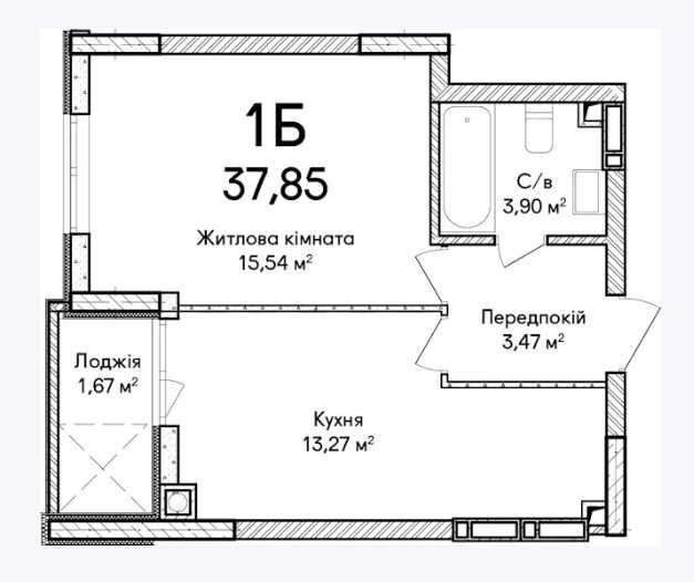 1-кімнатна квартира 37.85 м². ЖК "Синергія Сіті", Ірпінь! Ірпінь - зображення 3