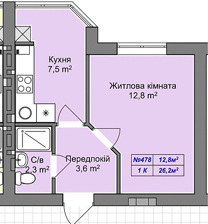 1-кім.  кв. 27 м.кв. ЖК Празький квартал 2 Петр. Борщагівка Петропавлівська Борщагівка - зображення 2