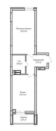 1-кімнатна квартира 43.72м². Сучасна та комфортна квартира. Новобудова Ірпінь