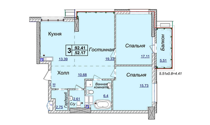 БЕЗ% Продажа 92 м2, 3к, ЖК Новопечерские Липки, Драгомирова 17б Київ - зображення 1