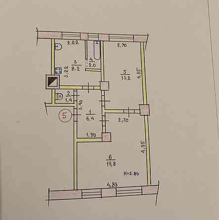 КРЕС. Поряд стадіон Гірник. Продажа. Двокімнатна квартира за 6550 Кривий Ріг