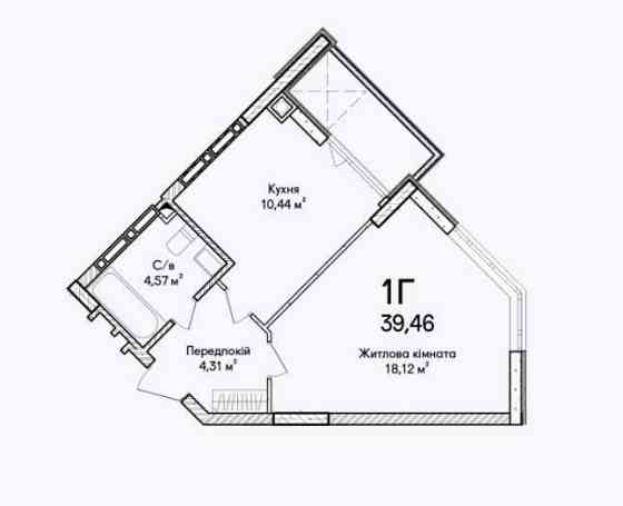 Однокімнатна Квартира 39.46м² з Закритою Територією Ирпень