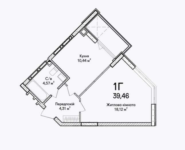 Однокімнатна Квартира 39.46м² з Закритою Територією Ирпень - изображение 5