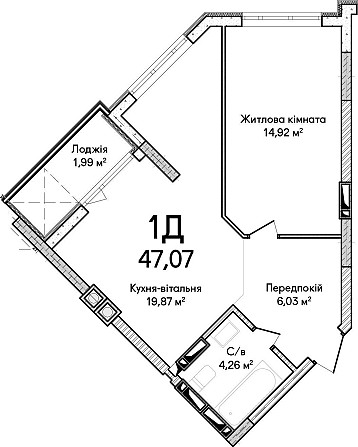 В продажі 1-кімнатна квартира 47.07м². ЖК Синергія Сіті Ирпень - изображение 2