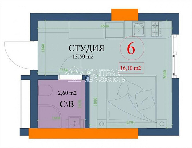 Продам студию 16м2 ЖК Куликовский Центр метро Бекетова ТЦ Никольский Kharkiv - photo 3