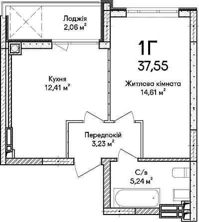 Продаєтся 1-кімнатна квартира 39.1м². Набережна Іrpin