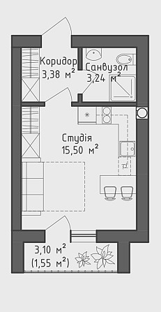Квартири-студія з балконом! Перший внесок від 30% Гостомель - зображення 1