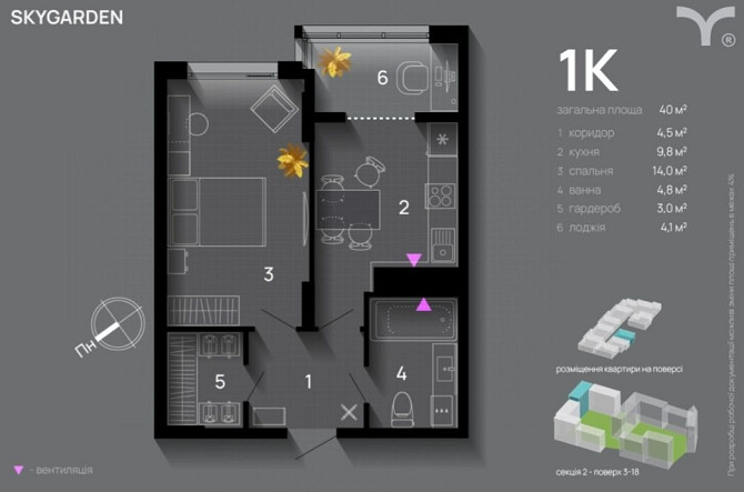 Дешева (1 кім) Одно кімнатна SKYGARDEN (Благо) Терміново Івано-Франківськ - зображення 8