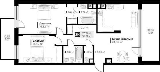 Продаж 2 кім. квартири HYGGE lux  вул Пасічна 87,48 м2 Lviv