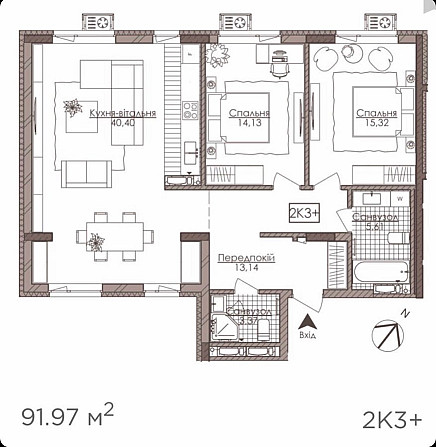 Велика 3-к квартира в ЖК Kamerton House Річкова-Дмитрівська Київ - зображення 2