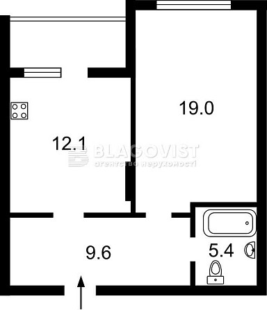 Рудницького Степана 19/14 Продажа 1 кім.  квартири з ремонтом Kyiv - photo 2