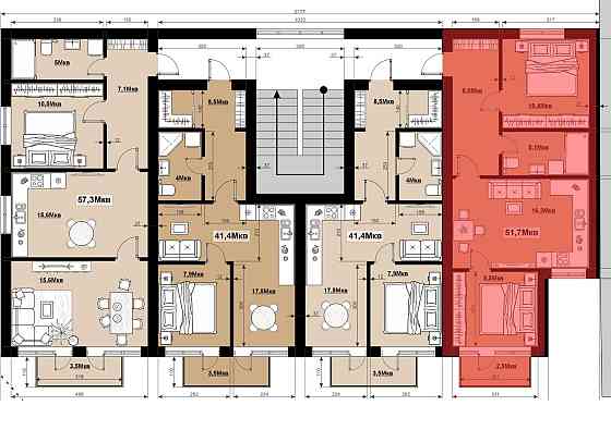 Двохкімнатна квартира 49.8 м2 з балконом жк "Comfort House" Tiachiv