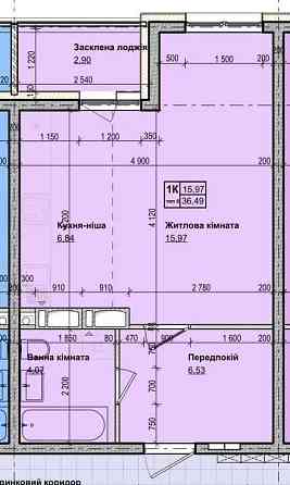 1кімн, 36,49м2, поруч з лісом та інфраструктурою Киев