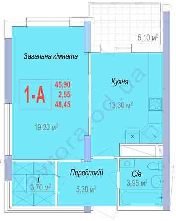 1 комнатная, 4этаж 48,45м, ЖК Аврора, Черемушки Одесса