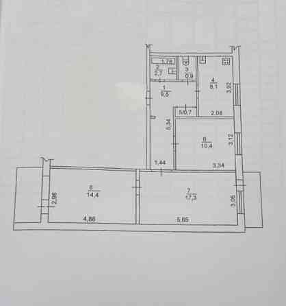 ПРОДАМ 3-ох кімнатну квартиру в Бородинському районі Zaporizhzhia