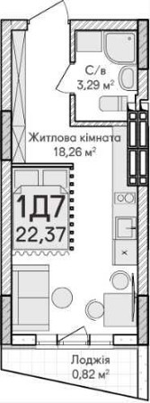 1-кімнатна квартира-студія 22.8 м² без ремонту – прекрасний вибір! Ірпінь - зображення 3