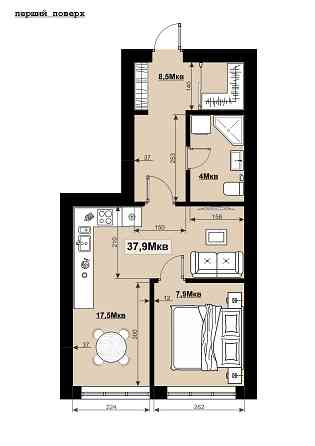 Однокімнатна квартира 37.9 м2 жк "Comfort House" Тячев