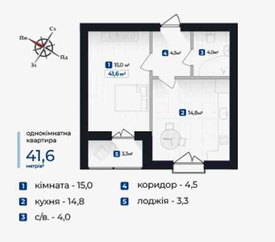 Класна однокімнатна квартира в готовому будинку Ивано-Франковск