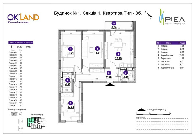 Продаж ЖК OK’LAND 3–кімнатна 100m² від Власника Київ - зображення 1