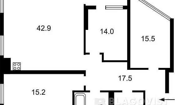 ЖК Зарічний буд. 9, трикімнатна 124 м2 Киев