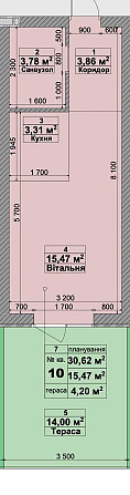 26м2+16м2=42м2, квартира з терасою, ГОТОВА, Святопетрівське, ЖК Святопетровское (Киево-Свят. р-н) - изображение 5