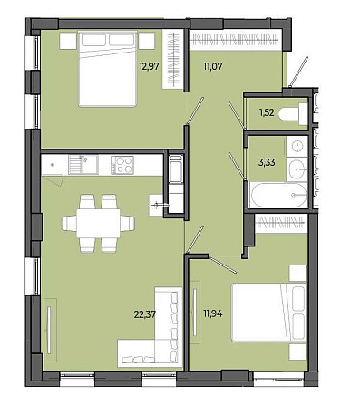 Продаж (Єоселя) квартири 2-кімната 62,84 кв.м. м. Львів-Пустомити Lviv - photo 2