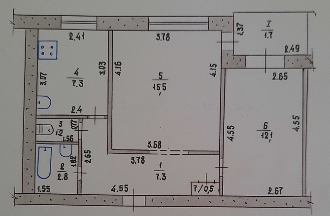 Продам 2к чешку 3 эт Новомосковск - изображение 1