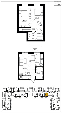 3-кімнатна дворівнева квартира 72,5 м2 в ЖК Амстердам Клубний Белогородка (Киевская обл.) - изображение 2