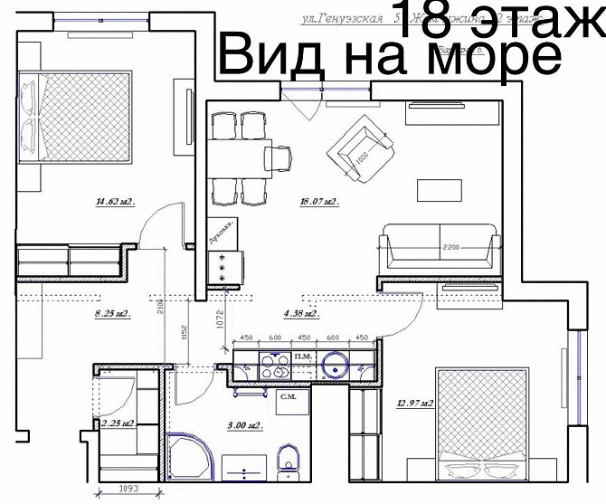 Вид на море. 2к с ПРЕМИУМ ремонтом. Укомплектована. Одеса - зображення 4