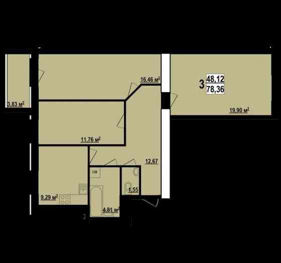 ЖК МИРА 3, в продаже большая 3-комнатная квартира 79 м2.AM Kharkiv