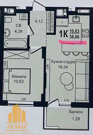 Продаж 1 кім квартири по вул, Роксоляни 34 в ЖК Roksolana, секція 1. Lviv